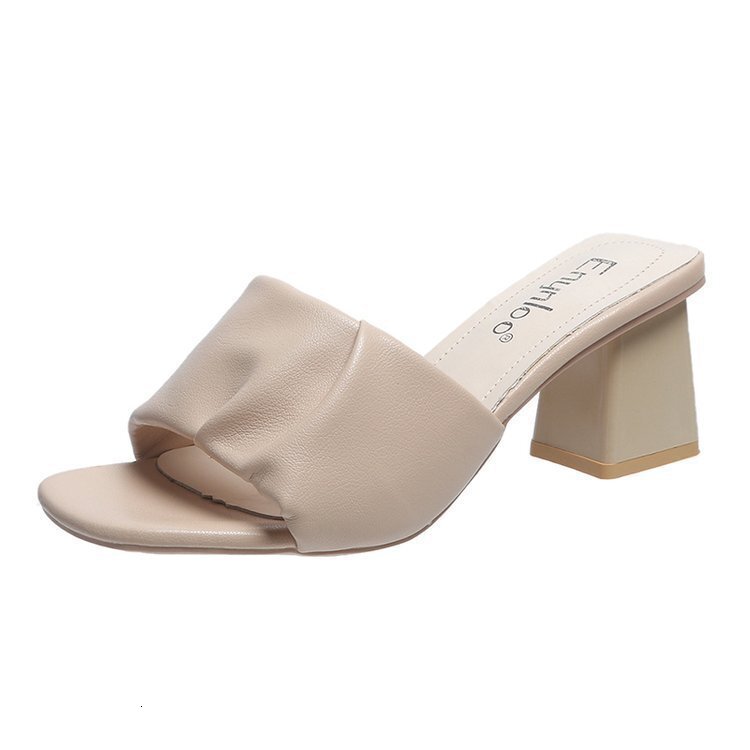 For Ddmywed Slippers Women Wearing High Thick Heels Square Toe Sandals Spring Summer New Korean Version Shoes S Shoe Trend Chinese Brand F Ddmysaturn