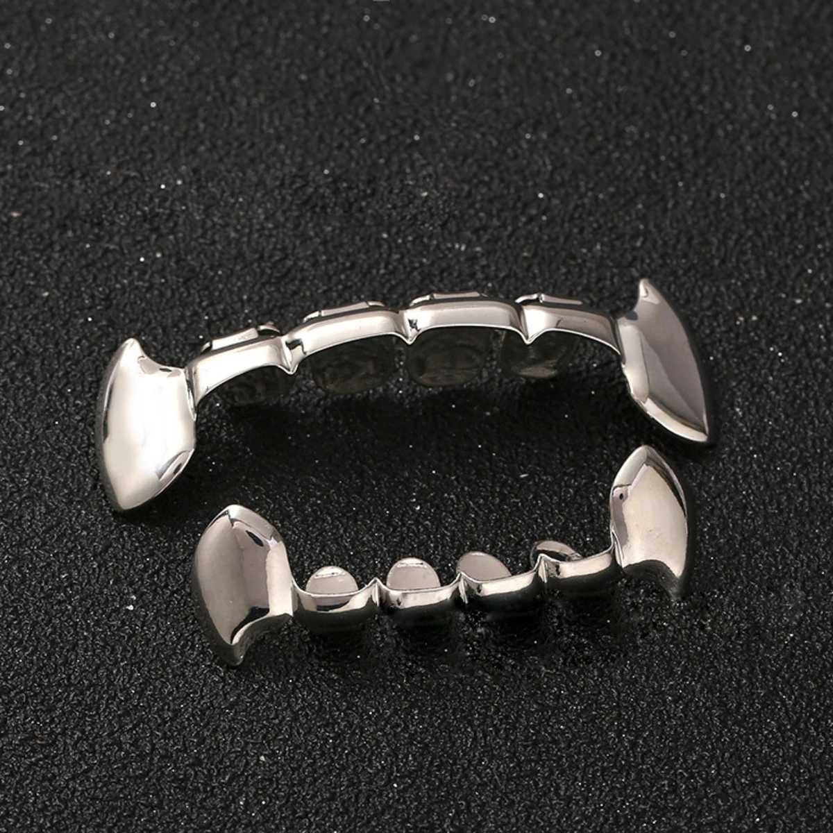 1pc/1pcs Halloween Hiphop Decorative Clown Fang Silver Plated Teeth Set W241227