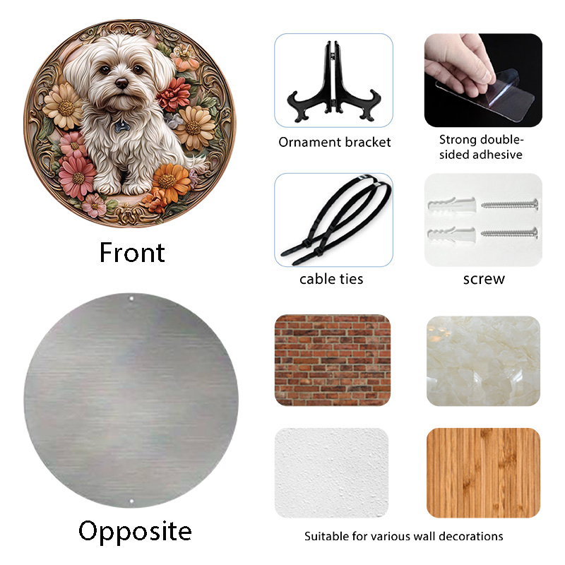 Customizable Aluminum Pet Ornaments - Malta Dog Souvenir Tombstones for Cats and Dogs | Unique Decorative Paintings