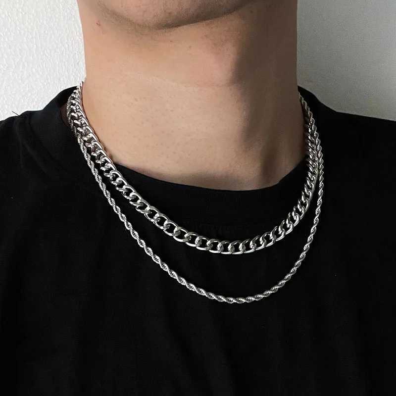 Punk Thorns Chain Necklace for Men Streetwear Baed Wire Brambles Boys Hip Hop Harajuku Party Halloween JewelryXJ241227