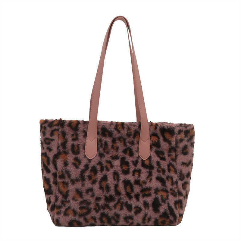 Elegant Plush Casual Ladies 2024 Fashion New Collection Autumn/Winter Leopard Pattern Trendy Casual Underarm Single Shoulder Handbag 241231