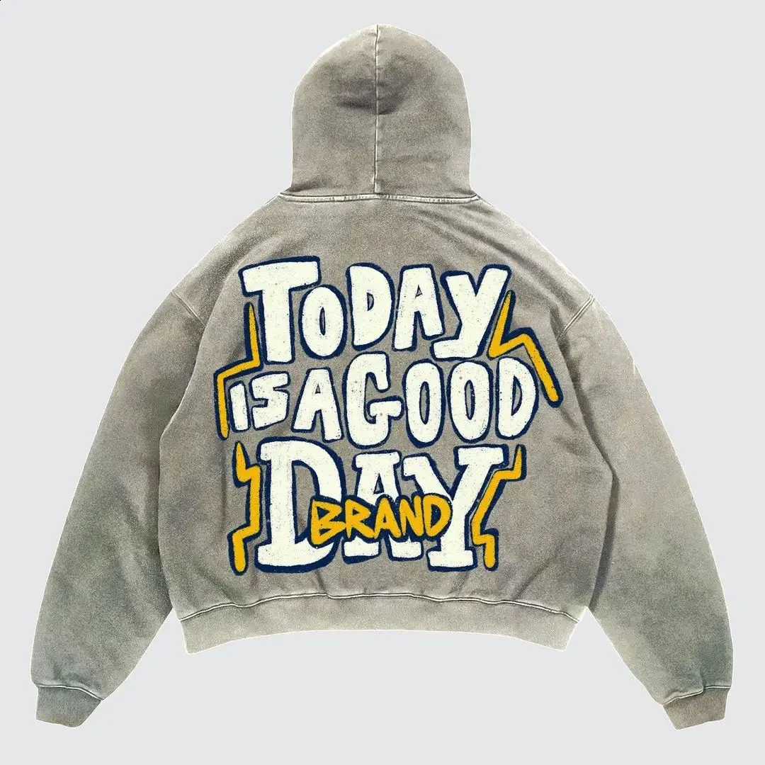 Y2K Retro Hooded Sweatshirt Harajuku Pattern Printed Long sleeved Pullover Retro Street Hip Hop Couple Loose Hoodeds Tops 241224
