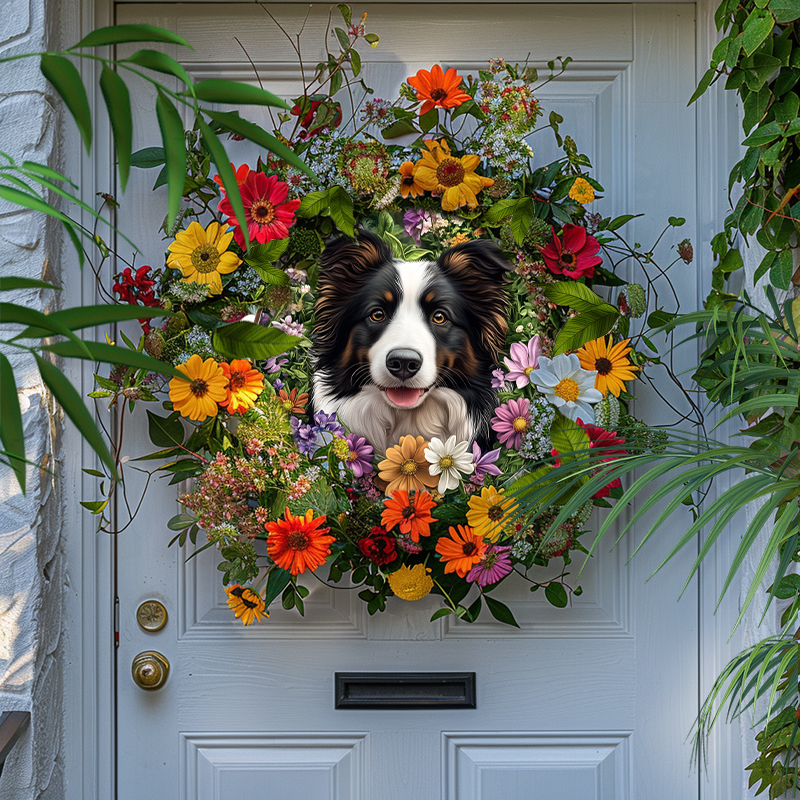 Customized Border Collie Pet Ornaments - Circular Aluminum Decorative Paintings | Unique Pet Souvenir Tombstones