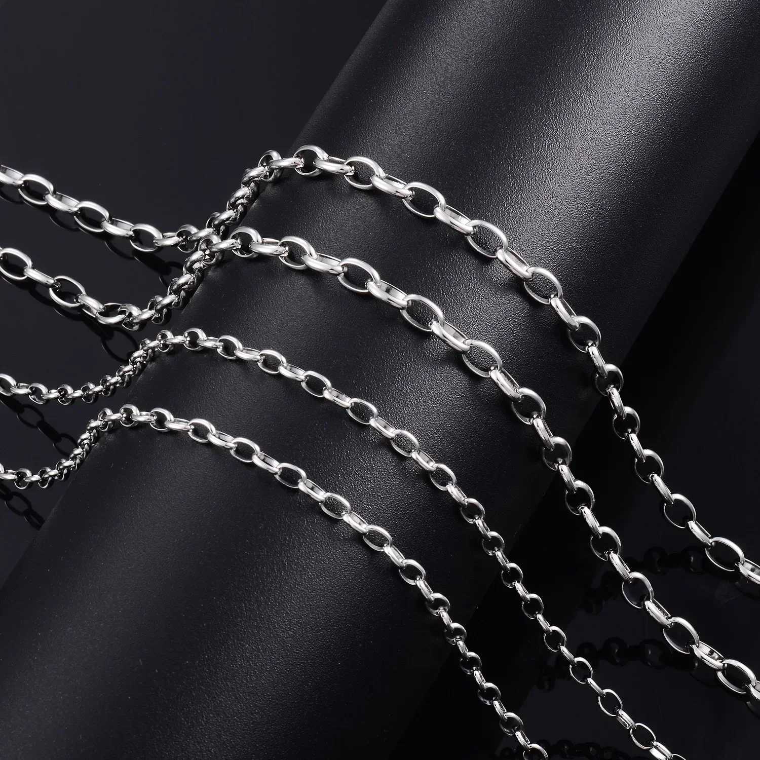 Yadreva Men Women Stainl Steel Rolo Necklace Oval O Chain Silver Color Cuban Link DIY Jewelry AccoriesXJ241227