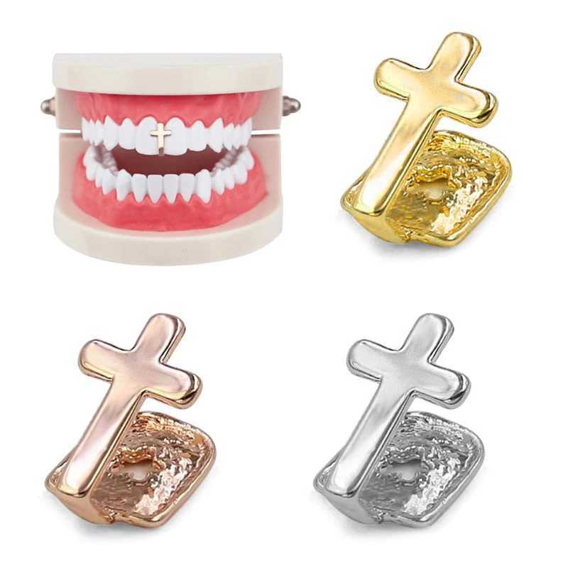 1 piece of hip-hop mens gold and silver color teeth Grilz vampire fangs dual Cs for Rper Grills teeth jewelry W241227