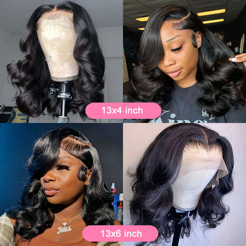 Body Wave Bob 13X6 Transparent Frontal Brazilian Human Hair Wigs Virgin Remy Hair13x4 Lace Closure Wig 180% Density