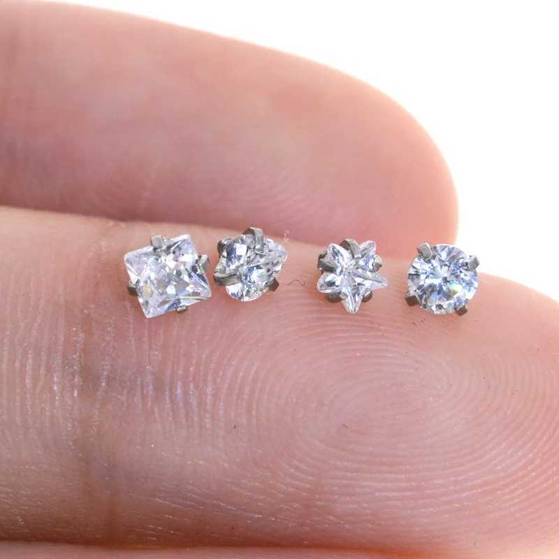 10Pcs 16G Zircon Top For Labret Lip Stud Zircon Components Internally Threaded For Prong Gem Monroe Tragus Helix Ear Piercing W241227