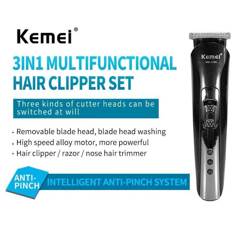 Kemei KM-1506 3 In 1 Electric Shaver USB Charging Hair Trimmer Electric Rechargeable Nose Professional Shaving Machine trimmer W241227
