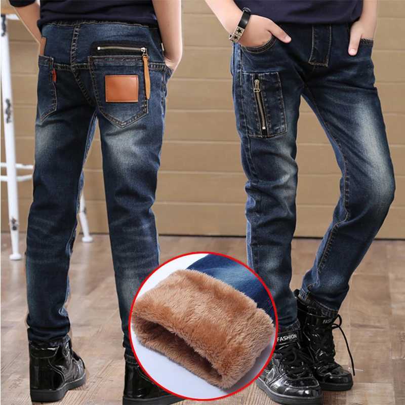 Spring and autumn childrens jeans teenagers jeans boys jeans Trouser casual letter cotton pencil pants long legs boys dark jeans W241227