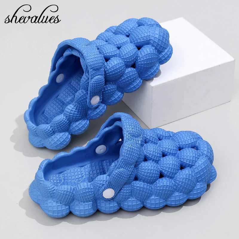 High Quality Shevalues Women Clogs Slippers Cute Bubble Ball Sandals Summer Indoor Massage EVA Slides Outdoor Closed Toe Fashion Beach Shoes T241227