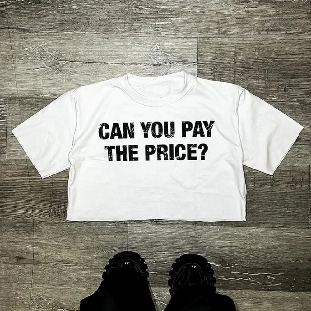 Vintage Can You Pay The Price Art Graphic 100% Cotton Cropped T-Shirts Men Y2K Summer Short Sleeves Vintage Oversize Tshirt Tops 241226