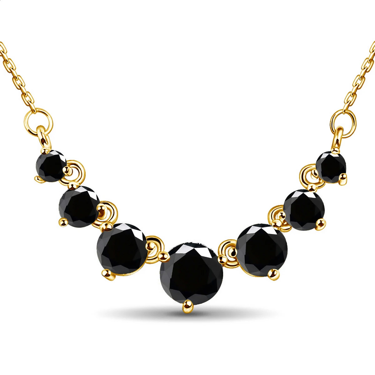 Szjinao Total is 28ct 7 Stone 925 Black Necklace For Women Certified With Chain In Jewelry Anniversary Gift Sale 241226