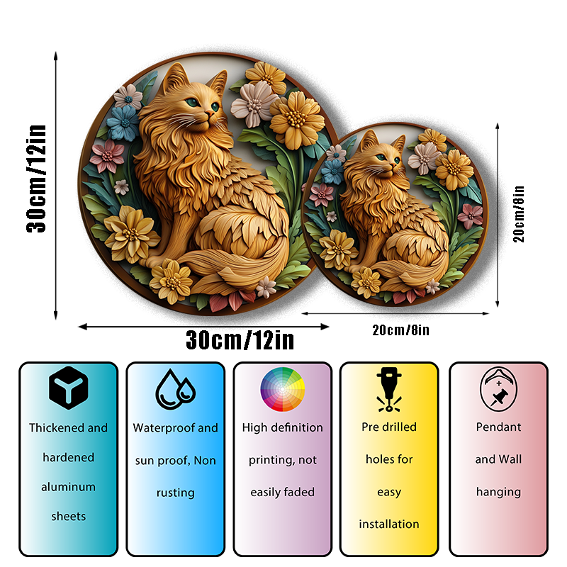 Customizable Circular Aluminum Pet Memorial Decoration - Premium Quality Waterproof Pet Souvenir Tombstones for Cats & Dogs