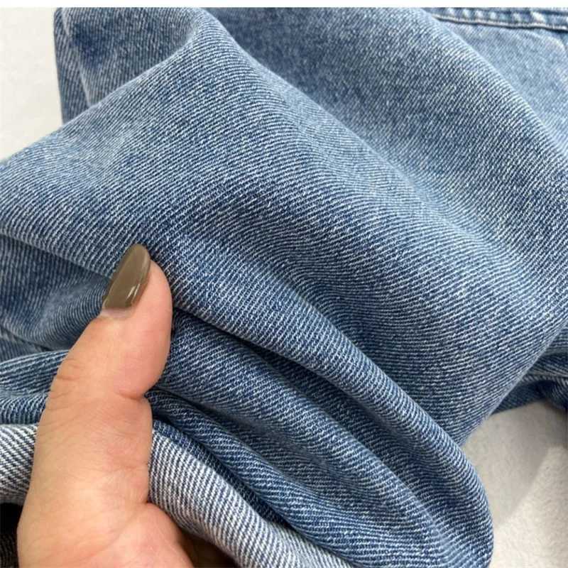 2024 Childrens Fashion Casual Backpack Trouser Boys Autumn Loose Pocket Jeans Spring New Girls Simple Solid Color Pants W241227