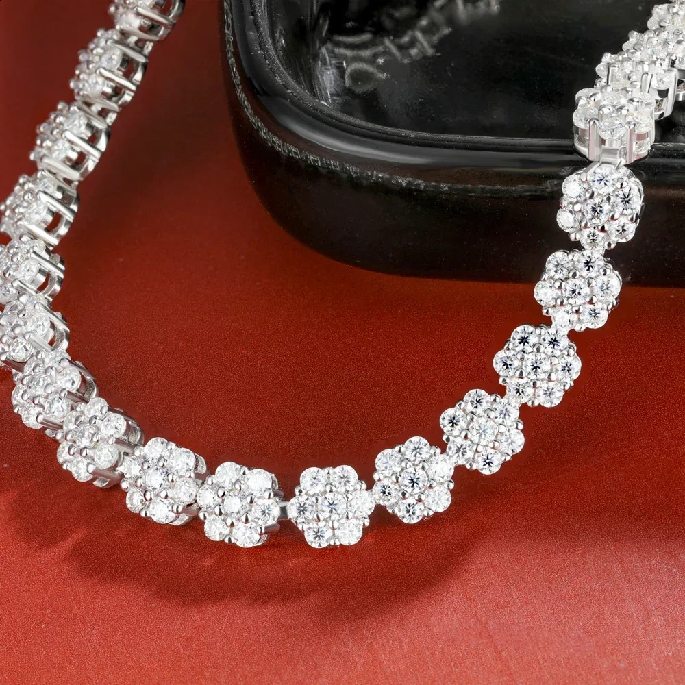 Flower Shape All Diamond Tennis NecklacesBracelets with Gra Certificate 925 Sterling Silver Fine Jewelry for Women 241226