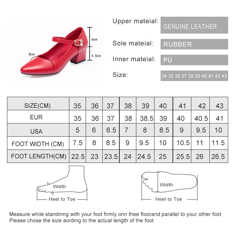 Women Shoes Mid Heel Spring Genuine Leather Women Commuter Shoes Round Toe Shallow Mouth Large Size Women's Shoes