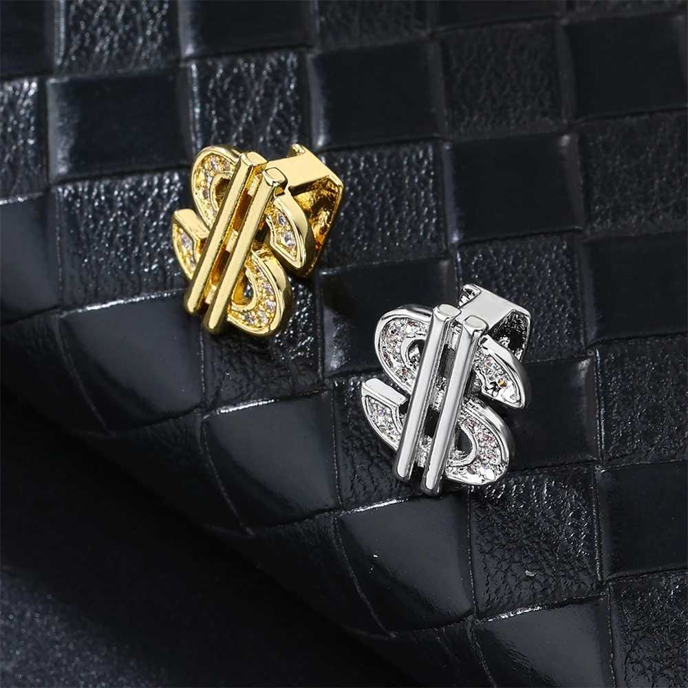 D Z Hip Hop 2pcs/lot Single Dollar Teeth Grillz For Men Women d Out Cubic Zircon Dental Grills Tooth Cs Party Bo Jewelry W241227