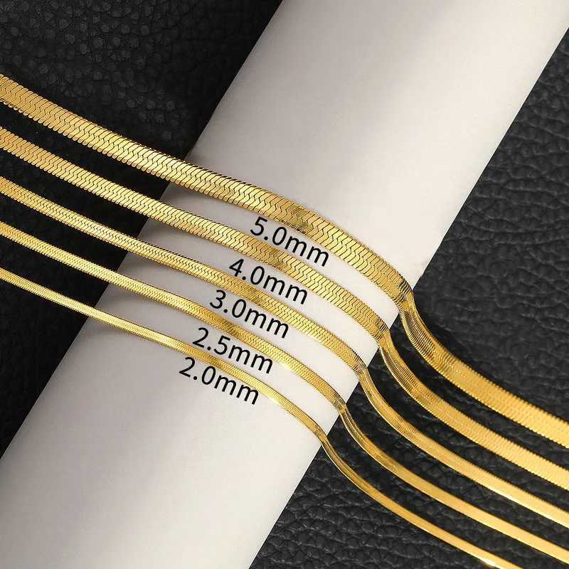 Stainl Steel Snake Chain Necklace for Women Men Gold Color Herringbone Choker Neck Chains 2024 Trend Jewelry GiftXJ241227