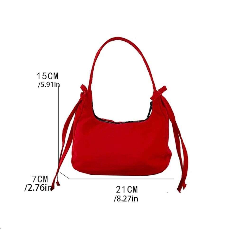 Women's Bags Handbag Casual Korean Style Nylon Bow Underarm Bowknot Purse Oxford Cloth Shoulder Bag Pure Color Simple Handbag Women