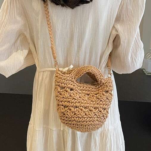 Forest Style Artistic Retro Woven Bag, Women's New Hollowed Out Handbag, Casual Versatile Single Shoulder Crossbody Bucket Bag