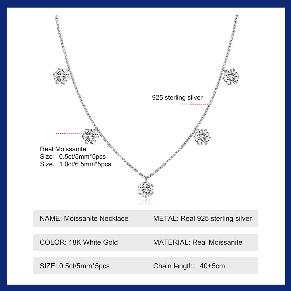 255CT Tennis Necklace Chain for Women 925 Sterling Silver 5mm 65 mm Bezel Diamond Necklaces Overlay Style Jewelry 241226