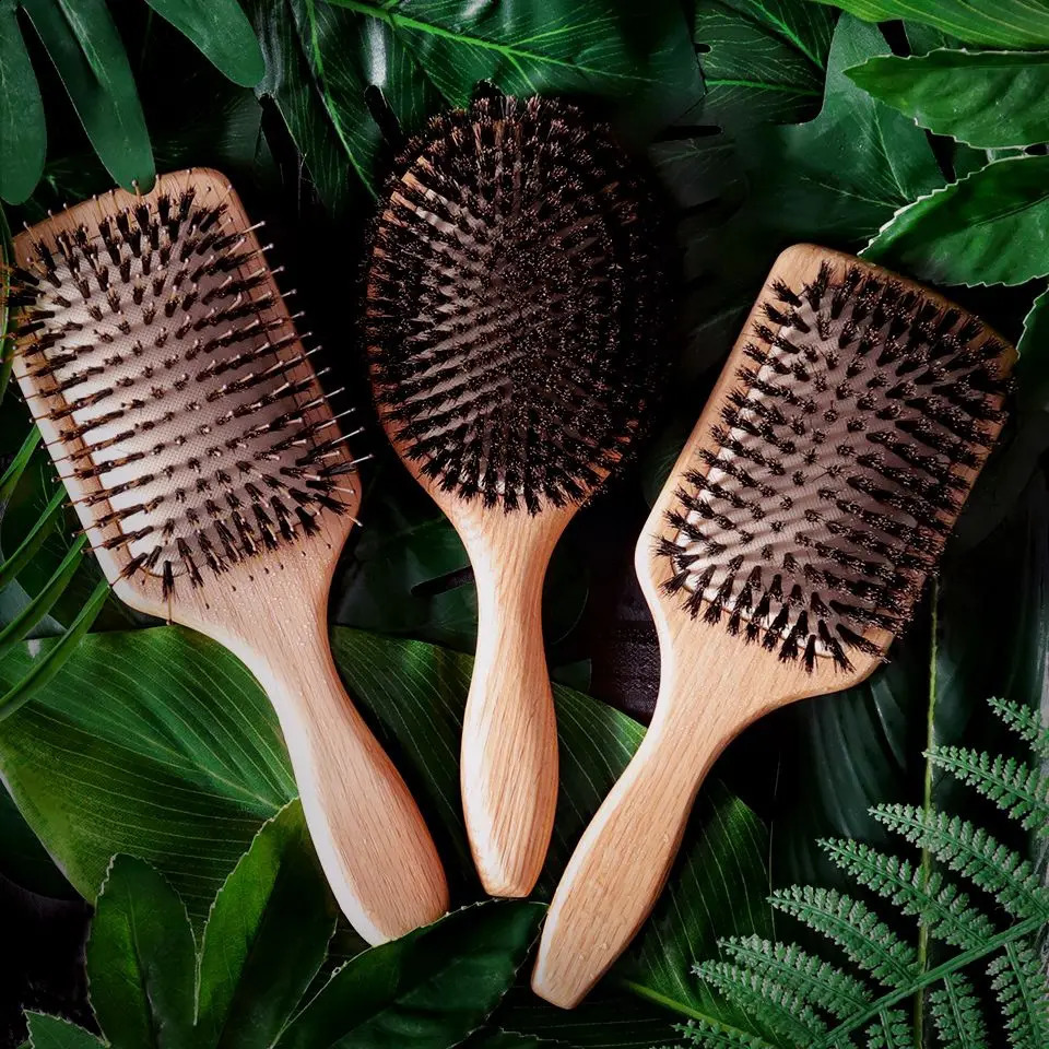 Soft Boar Bristle Hair Brush Wood Brush For Hair Wooden Comb Airbag Brush Hair Straightener Boar Brush 250103