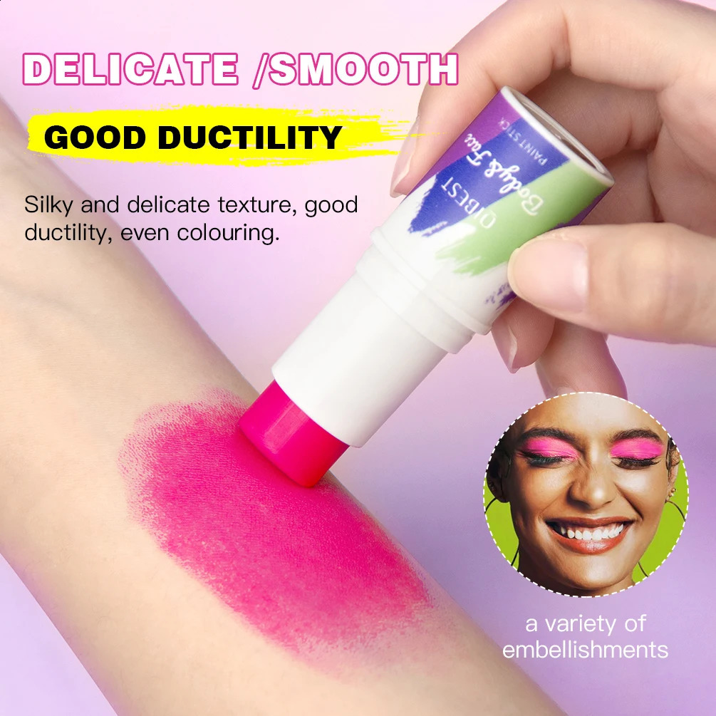 Colorful Body Paint Stick Face Body Oil Painting Paint Pigment Flash Tattoo Painting with Brush Art Halloween Cosplay Party 241224
