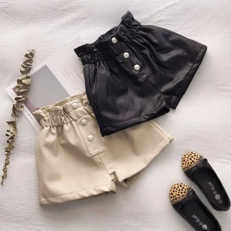 2022 New Girl Velvet Leather Shorts Autumn Winter Clothing Korean Girl Clothing Street Fashion High Waist Leather Shorts W241227