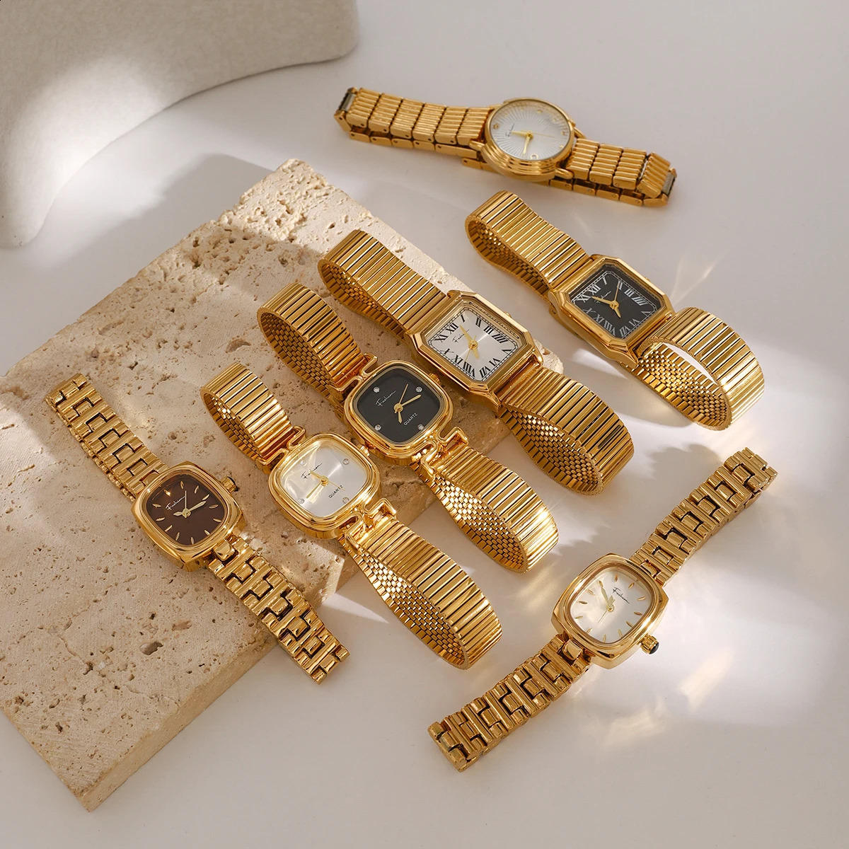 Uworld Fashion Stainless Steel Lades Watch with Japan Movement Waterproof Polished Shiny 18K Gold PVD Plated Jewelry Accessorie 241225