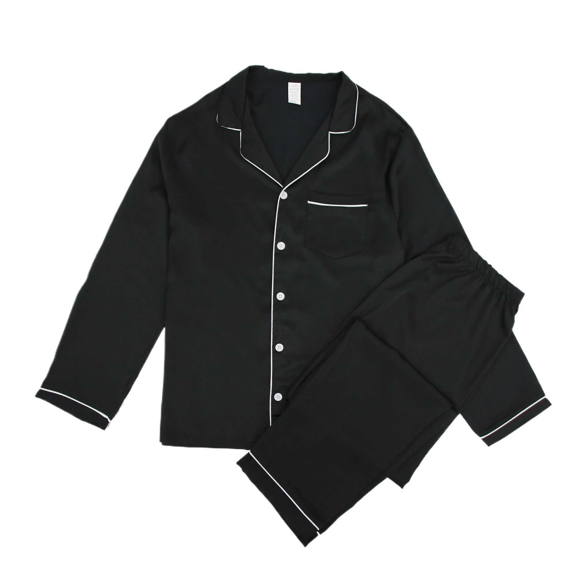 Mens Satin Pajamas Set Silk Satin Pajamas for Men Long Sleeve Loungewear Two-Piece Sleepwear Button Down Pj SetXJ241227