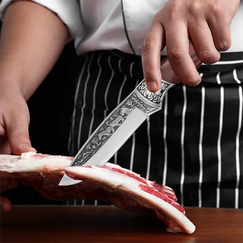 Sharp hand forged kitchen Boning knife stainless steel fruit ingredient knife but vegetable slicer with sheath Y241227