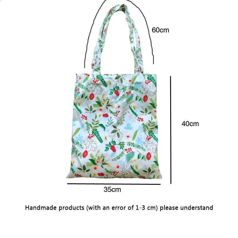 Youda Fashion n Women Flower Handbag Classic Book Shopping Shoulder Bags Original Ladies Cotton Fabric Bag For Girls 241225