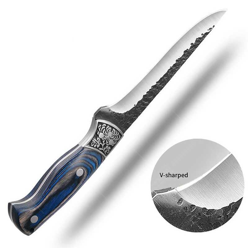 WXCOO Wooden Kitchen Knives Professional Chefs Knife Stainless Steel Forged Boning Knife Fruit Paring BBQ Meat Cleaver Scissors Y241227