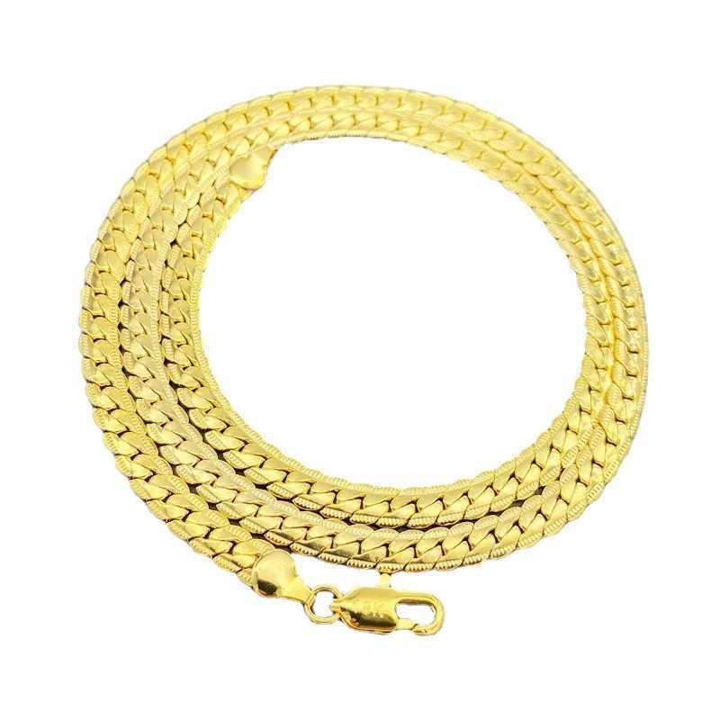Silver 18K Gold Color 5MM Chain Bracelets Neckalce for Women Men Fashion Party Wedding Jewelry Sets GiftsXJ241227