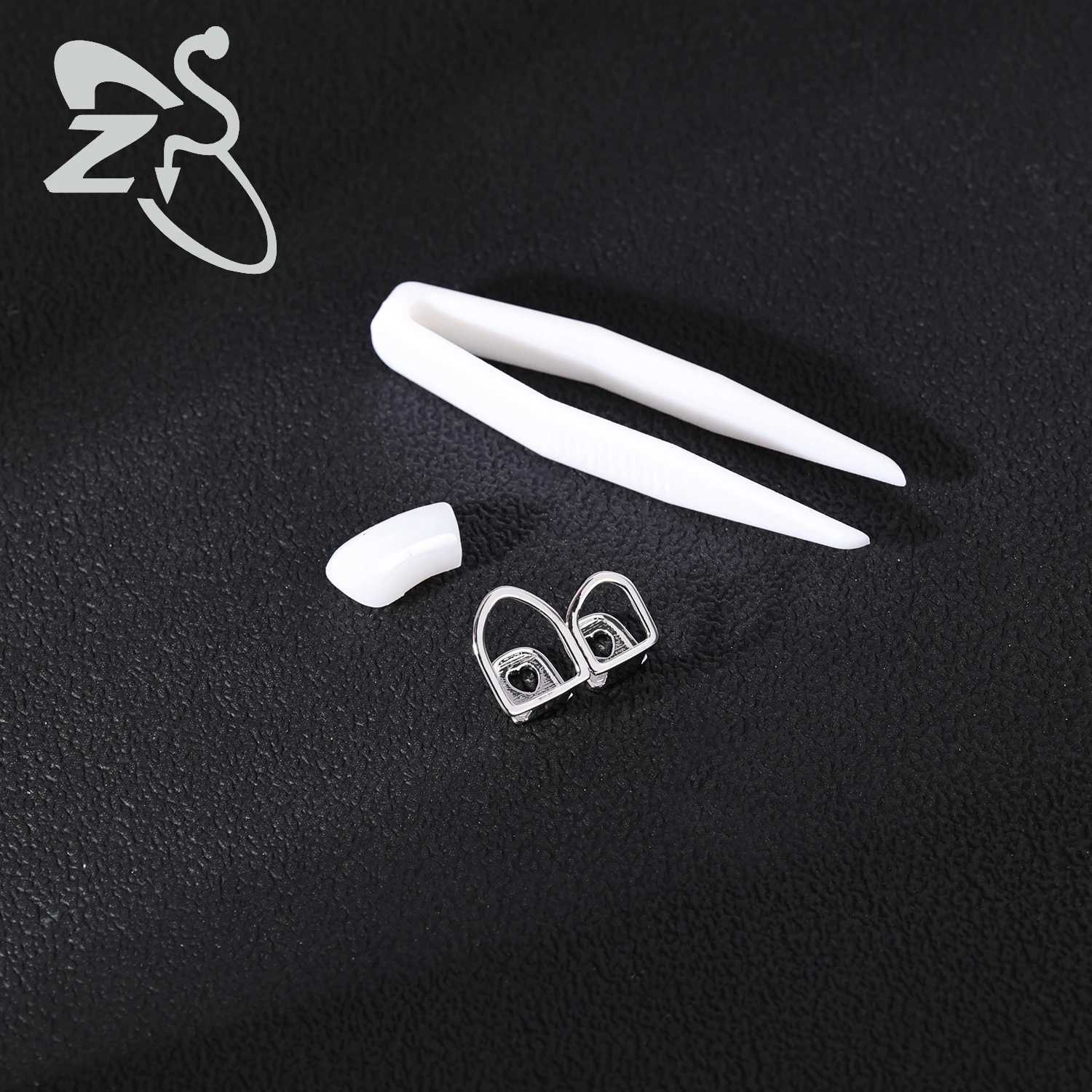 ZS Heart Cross Rose Hip Hop Bling d Out Grillz Teeth Shiny Crystal G Grillz High Polish Finish 18K Gold Plated Teeth C W241227