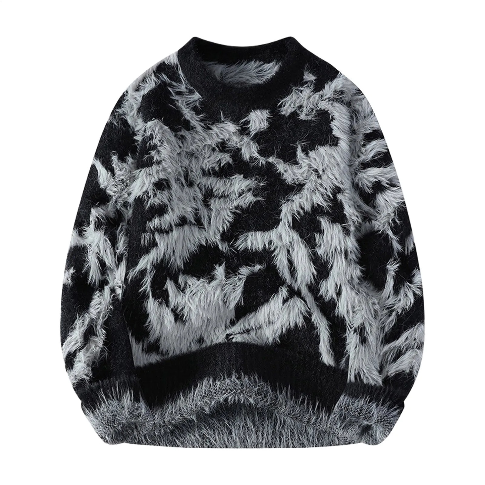 MenS Winter Clothes Large Size Long Sleeve Wool Knit Sweater Vintage Korean Fleece Flannel Jacket Oversize Y2k Pullovers 241224