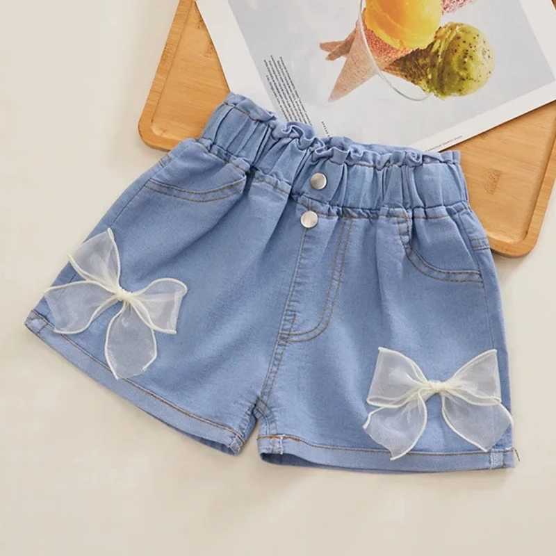 Korean style childrens shorts denim shorts girls fashion shorts princess jeans childrens pants girls shorts floral girls clothing W241227