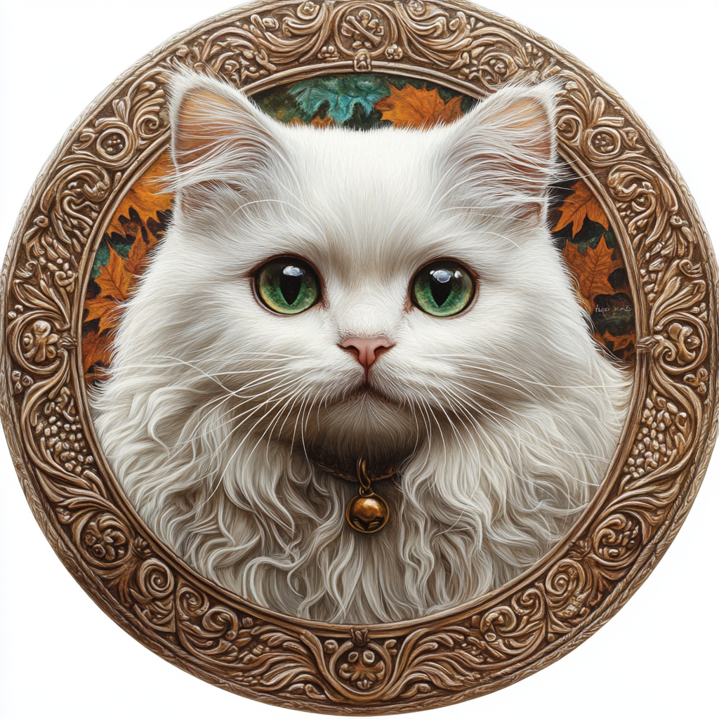 Angora Cat Pet Ornaments - Customized Circular Aluminum Decorative Paintings | Perfect Pet Souvenir Tombstones Gifts