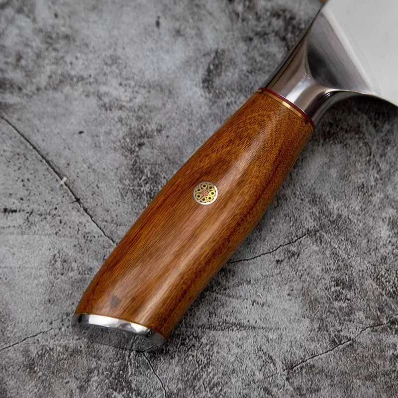 Utility Knife M390 Core 3 Layer Clad Steel Blade Wood Handle Sharp Santoku Cleaver Slicing Paring Kitchen Knives Cooking Tools Y241227