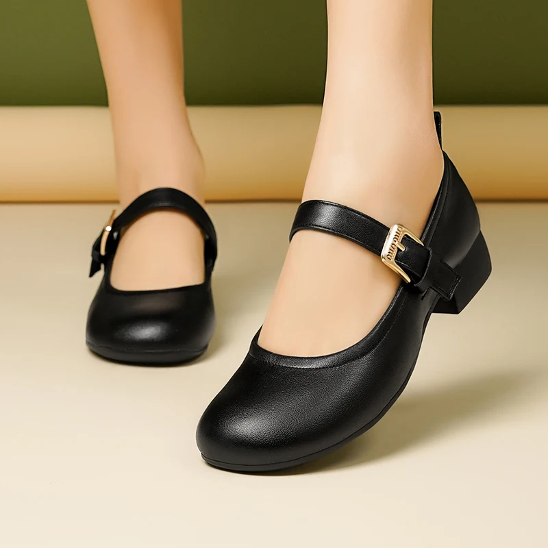 AIYUQI Women's Mary Jane Shoes Spring Genuine Leather Girls Shoes Anti Slip Fashion Women's Shoes