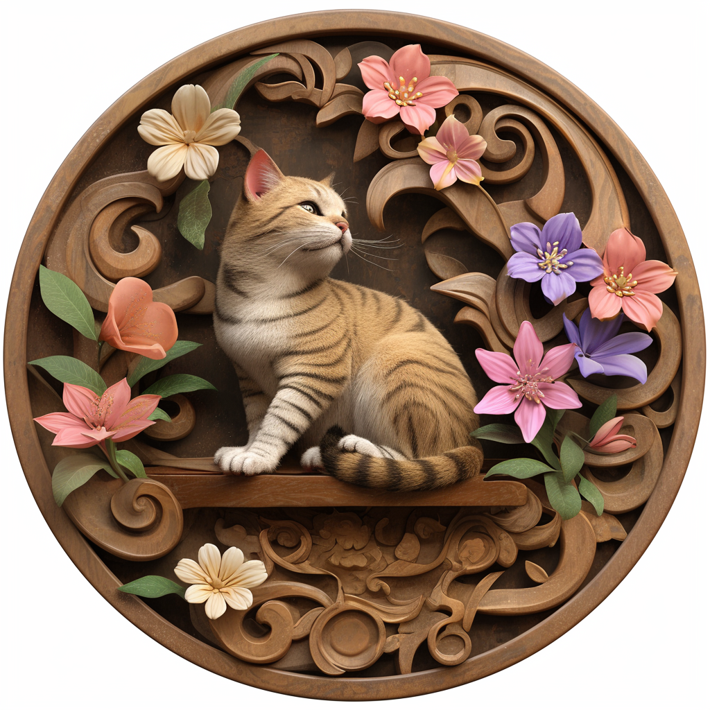 American Shorthair Striped Cat Pet Ornaments - Circular Aluminum Decorative Paintings | Customized Pet Souvenir Tombstones