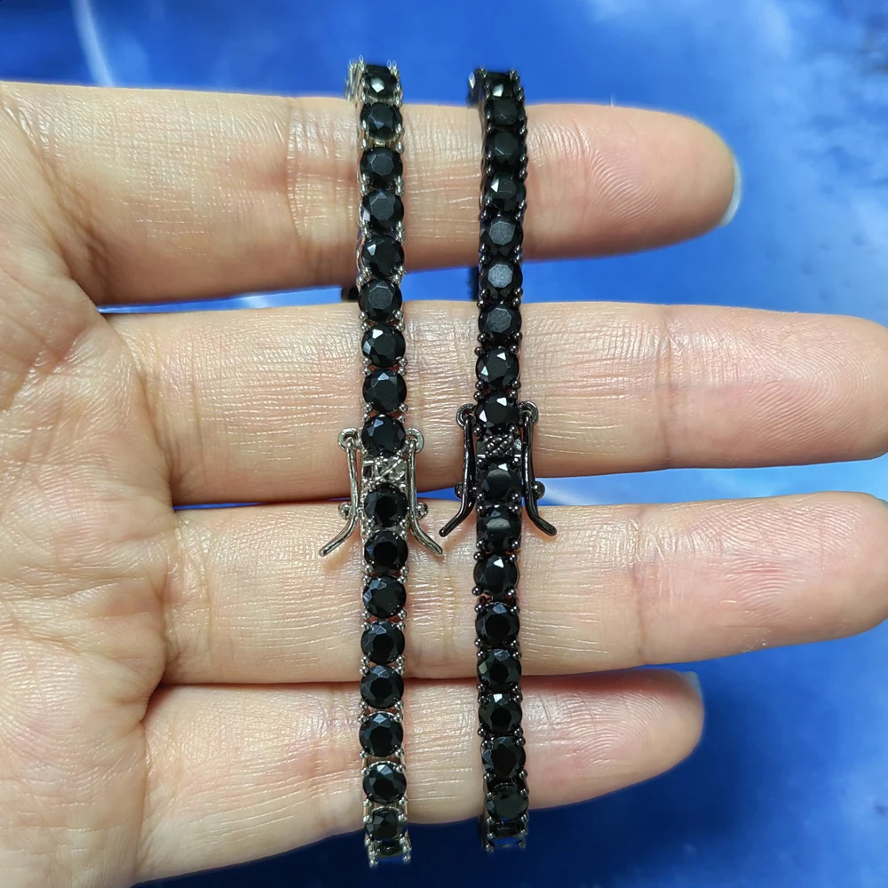 3mm 4mm 5mm Black Zirconia Tennis Bracelets Brass Chain bracelet For Men And Women BB238 241227