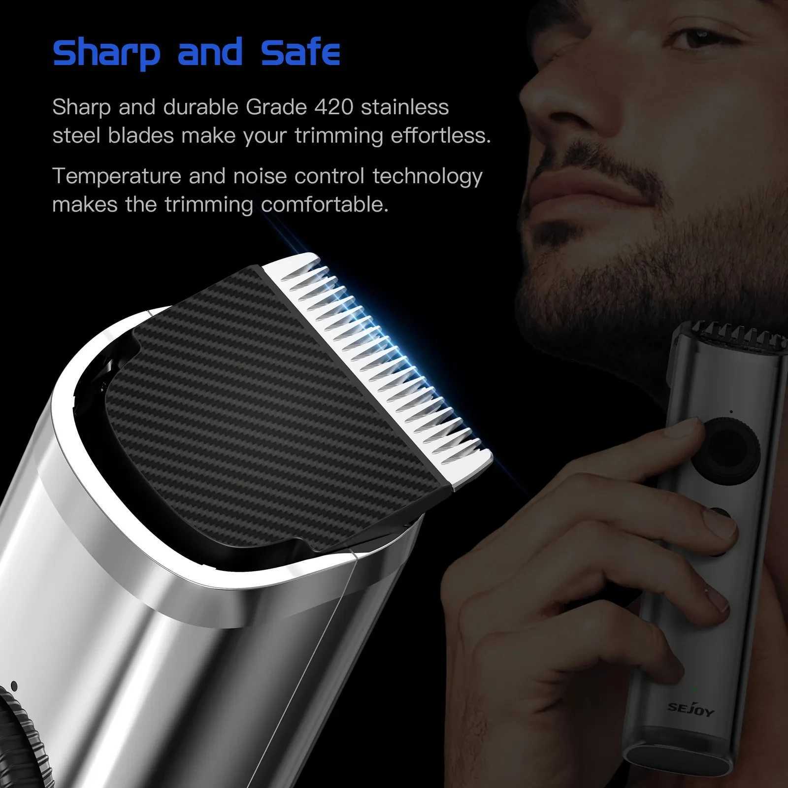 Sejoy Mens Hair Clippers Professional Trimmers USB Cordless Electric Beard Cutting Machine Trimmer Haircut Grooming Kit W241227
