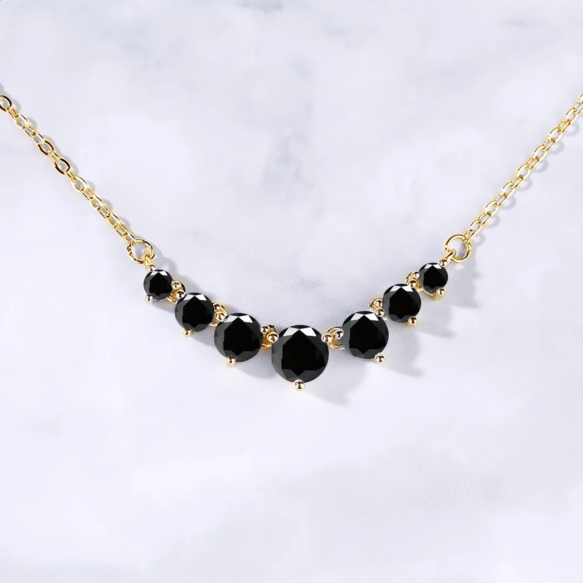 Szjinao Total is 28ct 7 Stone 925 Black Necklace For Women Certified With Chain In Jewelry Anniversary Gift Sale 241226