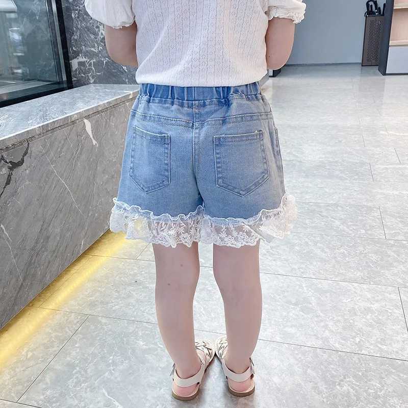 IENENS Girl Jeans Shorts Kids Denim Short Pants Baby Casual Lace Shorts Beach Bottoms Fit 4-13 Years Child Summer Clothes W241227