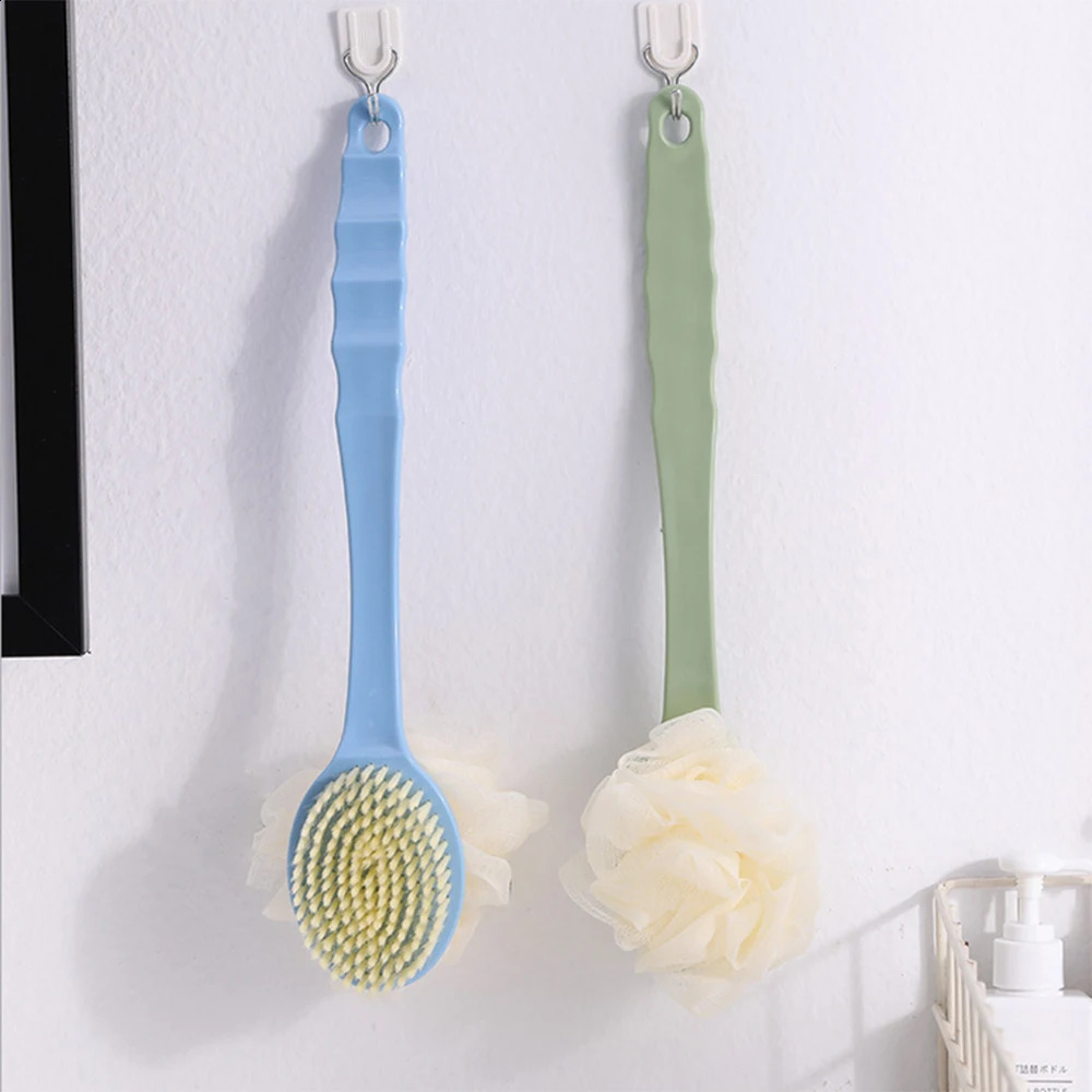 Soft Hair Massage Bath Brush Long Handle Back Rub Brush 2 In 1 Bath Brush With Bath Ball Bath Brush Double Side Scrub Brush 241226