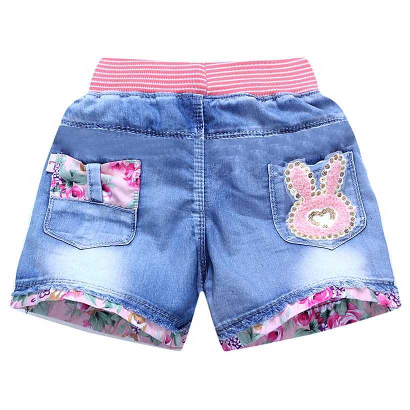 New Summer Kids Short Denim Shorts For Girls Fashion Girl Short Princess Jeans Children Pants Girls Shorts Flower Girls Clothing W241227