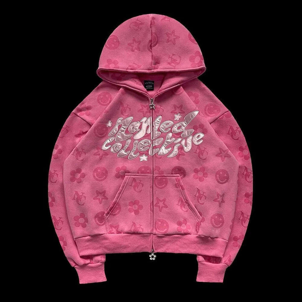 2024 New Fashionable Y2K Style Little Bear Letter Street Trend Zipper Hoodie