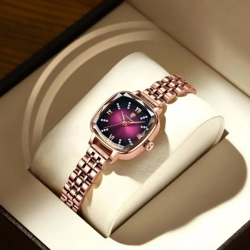 POEDAGAR High Quality Women Watch Stainless Steel Square Waterproof Quartz Ladies Wristwatches Dress Elegant Femme Clocks 241225