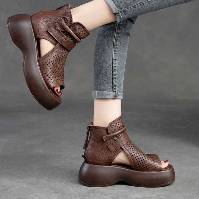 High Quality Summer Classic Women Open Toe Sandals Retro Wedge Mesh Breathable Gladiator Sandals Brand Designer Outdoor Sandals T241227